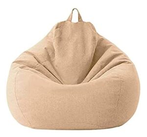 sogudio beanbag cover bean bag for adults and, giant pouffe without filling, living room bean bag, large living room chair for indoor and outdoor bean bag chair filler (color : khaki, size : medium)