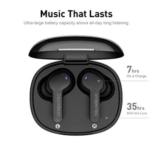 xtremtec Bluetooth Noise Cancelling Wireless Earbuds for iPhone/Android, in-Ear Sweatproof Stereo Bass Headphones, Immersive Sound Bluetooth 5.2 Earphones with Microphones,En-able Computer (Black)