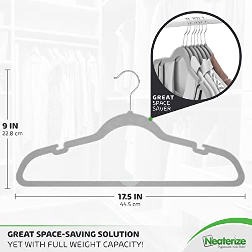 Velvet Hangers 60 Pack Grey – Heavy Duty Velvet Clothes Hangers - Non Slip Felt Coat and Suit Hangers for Closet - Lightweight Thin Space Saving Ganchos para Colgar Ropa
