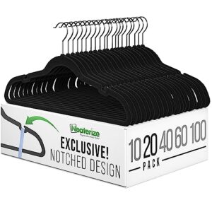 velvet hangers 20 pack black – heavy duty velvet clothes hangers - non slip felt coat and suit hangers for closet - lightweight thin space saving ganchos para colgar ropa