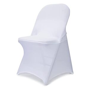 babenest spandex folding chair covers - 50 pcs upgraded universal stretch washable fitted chair slipcovers protector for wedding, holidays, banquet, party, celebration (white)