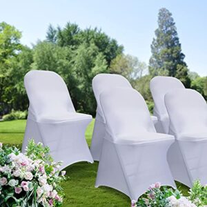 Babenest Spandex Folding Chair Covers - 50 PCS Upgraded Universal Stretch Washable Fitted Chair Slipcovers Protector for Wedding, Holidays, Banquet, Party, Celebration (White)