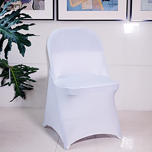 Babenest Spandex Folding Chair Covers - 50 PCS Upgraded Universal Stretch Washable Fitted Chair Slipcovers Protector for Wedding, Holidays, Banquet, Party, Celebration (White)