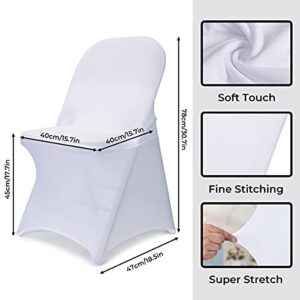 Babenest Spandex Folding Chair Covers - 50 PCS Upgraded Universal Stretch Washable Fitted Chair Slipcovers Protector for Wedding, Holidays, Banquet, Party, Celebration (White)