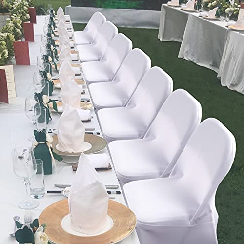 Babenest Spandex Folding Chair Covers - 50 PCS Upgraded Universal Stretch Washable Fitted Chair Slipcovers Protector for Wedding, Holidays, Banquet, Party, Celebration (White)