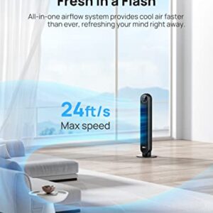 Dreo Tower Fan for Bedroom, Smart Oscillating Quiet Fans Blow Cold Air, Standing Cooling Floor Bladeless Fan with Remote and WiFi Voice Control, 4 Modes, 4 Speeds, 8H Timer, Works with Alexa/Google
