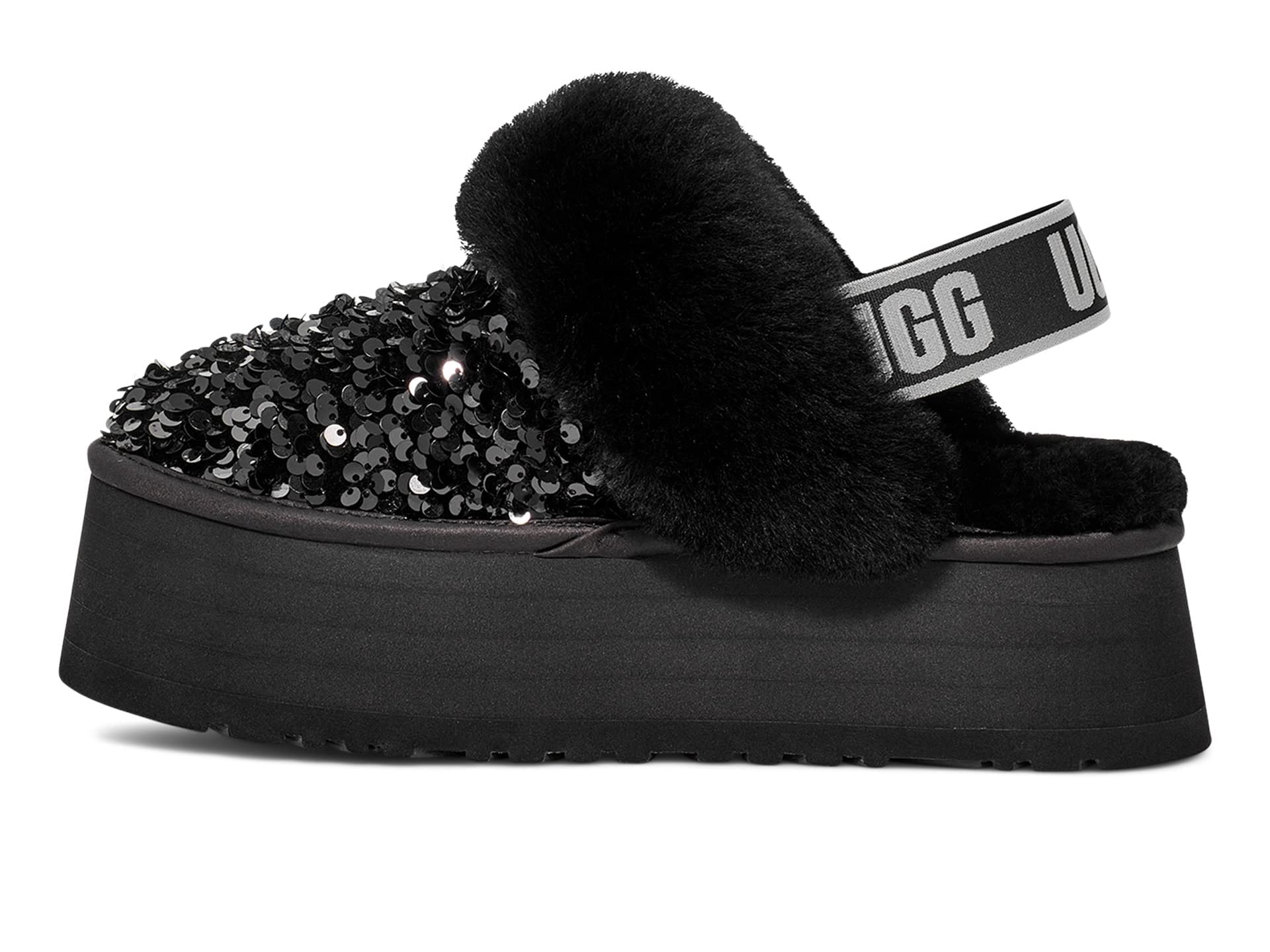 UGG Women's FUNKETTE Chunky Sequin Slipper, Black, 6