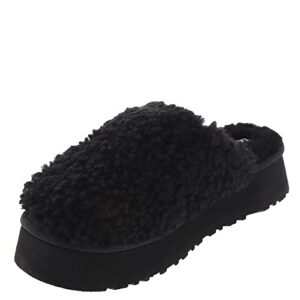 ugg women's maxi curly platform slipper, black, 9