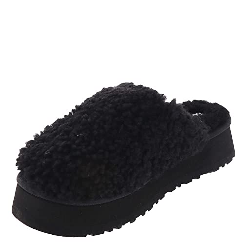 UGG Women's Maxi Curly Platform Slipper, Black, 9