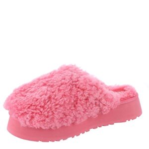 ugg women's maxi curly platform slipper, pink jasmine, 10