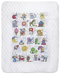 design works crafts janlynn stamped for cross stitch baby quilt kit, abc fun