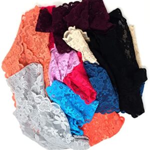 Sexy Basics Women's 10 Pack Lace Hipster Panties | Ultra Soft & Stretchy Hallowed Out Lace Seamless Panties (10 Pack - Assorted Grab Bag Solid Colors, Large)