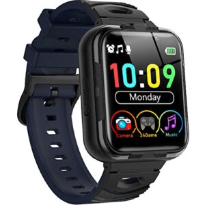 smart watch for kids, boys girls watches with 24 puzzle games call dual cameras video music player flashlight alarm calculator 1.54" ips touchscreen electronic learning toys watch for ages 3-12