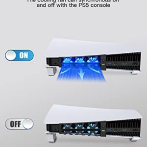 NexiGo PS5 Horizontal Stand with Slient Cooling Fan, [Auto On/Off], [Minimalist Design], Compatible with Playstation 5 Disc & Digital Editions, Built-in LED Light, Extra USB Port, Easy to Install