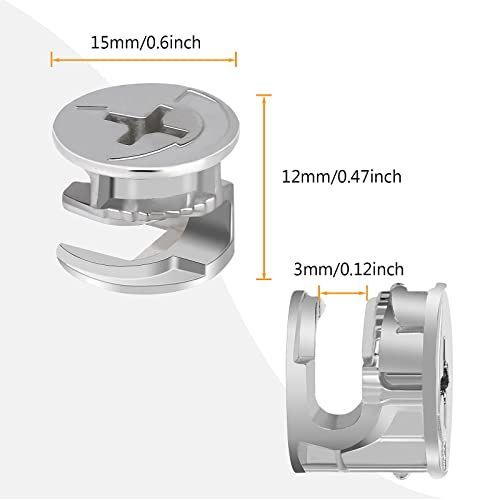 20 Pieces Furniture Cam Lock Fasteners 15mm x 12mm Furniture Cam Lock Nut Connectors Fittings for Cabinet Drawer Wardrobe Panel Connecting