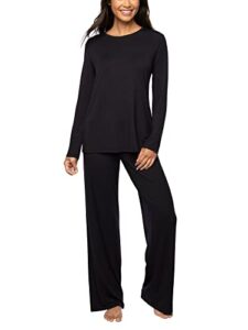vanity fair women's beyond comfort modal pajama set (short & long, long sleeve-black, medium