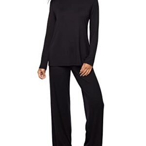 Vanity Fair Women's Beyond Comfort Modal Pajama Set (Short & Long, Long Sleeve-Black, Medium