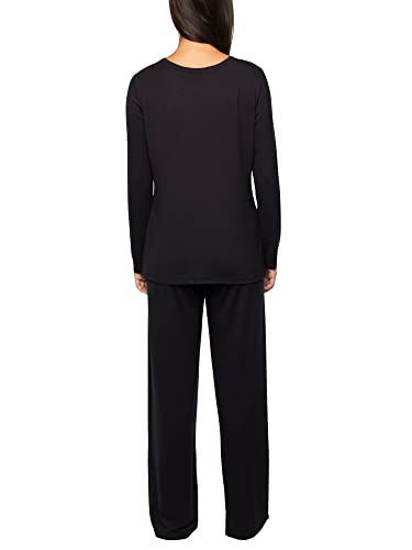 Vanity Fair Women's Beyond Comfort Modal Pajama Set (Short & Long, Long Sleeve-Black, Medium