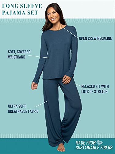 Vanity Fair Women's Beyond Comfort Modal Pajama Set (Short & Long, Long Sleeve-Black, Medium