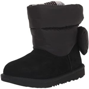 UGG Girls K Bailey Bow Maxi Fashion Boot, Black, 7 Toddler