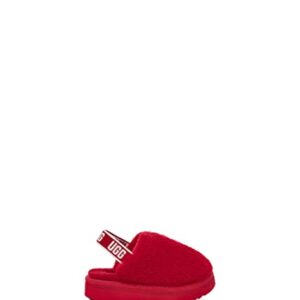 UGG Girls T Fluff Yeah Clog Slipper, Samba RED, 12 Little Kid