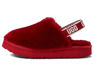 ugg girls t fluff yeah clog slipper, samba red, 12 little kid