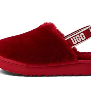 UGG Girls T Fluff Yeah Clog Slipper, Samba RED, 12 Little Kid