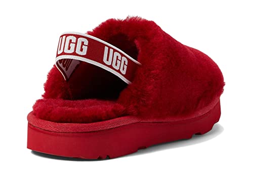 UGG Girls T Fluff Yeah Clog Slipper, Samba RED, 12 Little Kid