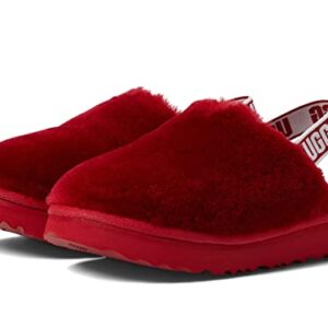 UGG Girls T Fluff Yeah Clog Slipper, Samba RED, 12 Little Kid