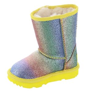 UGG Girls Kids' Classic II Glitter Fashion Boot, Rainbow, 4 Big