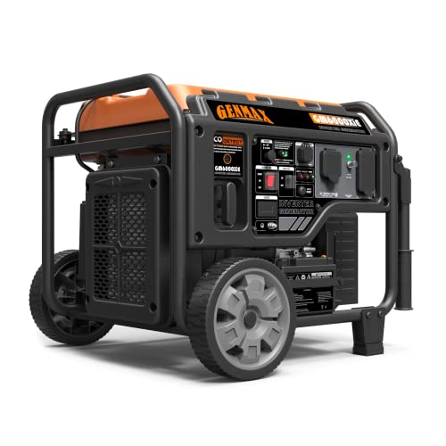 GENMAX Portable Inverter Generator, 6000W open frame Gas Powered High Speed Engine with Electric Start, Ultra Lightweight for Backup Home Use & Job Site，EPA Compliant (GM6000XiE)