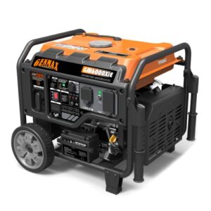 GENMAX Portable Inverter Generator, 6000W open frame Gas Powered High Speed Engine with Electric Start, Ultra Lightweight for Backup Home Use & Job Site，EPA Compliant (GM6000XiE)