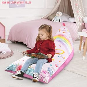 WERNNSAI Unicorn Stuffed Animal Storage - Double Sided Bean Bag Chairs Cover Only for Kids Girls Canvas Velvet Bean Bag Covers Toys Organizer Holder Unicorn Beanbag Seats (Stuffing Not Included)