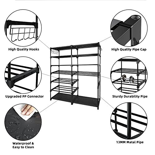 BELIEP 7 Tier Shoe Rack for Garage Shoe Organizer Shoe Shelf Large Shoe Rack for Entryway Boots 24-30 Pairs Tall Shoe Rack Organizer