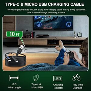 Xbox Controller Rechargeable Battery Pack for Xbox Series X|S, 2X1400mAH Xbox Battery Pack with 10FT USB C Charging Cable and Micro USB, Xbox One Controller Battery Pack for Xbox One/S/X/Elite