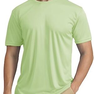 TACVASEN Mens Cycling Shirts Short Sleeve UPF 50+ UV Sun Protection Performance Tops Quick Dry Hiking Shirts Lightweight Workout Shirts for Men Light Green L