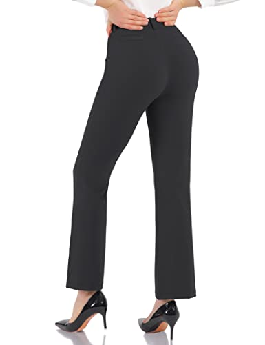 PMIYS Stretchy Dress Pants for Women Bootcut Yoga Pants Wide Leg Work Pant with Pockets XX-Large Black