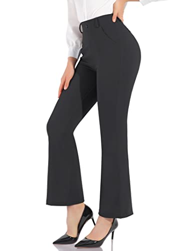 PMIYS Stretchy Dress Pants for Women Bootcut Yoga Pants Wide Leg Work Pant with Pockets XX-Large Black