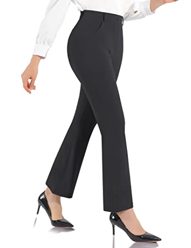 PMIYS Stretchy Dress Pants for Women Bootcut Yoga Pants Wide Leg Work Pant with Pockets XX-Large Black