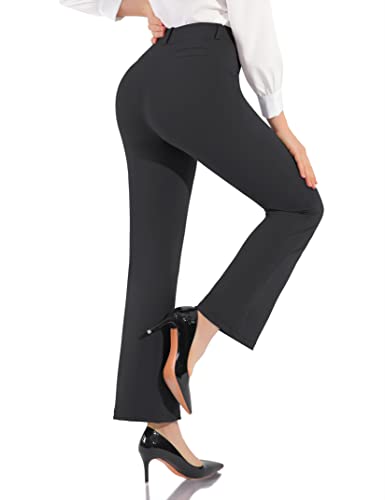 PMIYS Stretchy Dress Pants for Women Bootcut Yoga Pants Wide Leg Work Pant with Pockets XX-Large Black