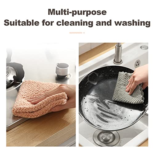 K&janet6am Dish Towels for Kitchen, 8 Pack Premium Coral Velvet Dish Cloths for Washing Dishes, Super Absorbent Coral Fleece Cleaning Cloths, Nonstick Oil Washable Fast Drying Rags