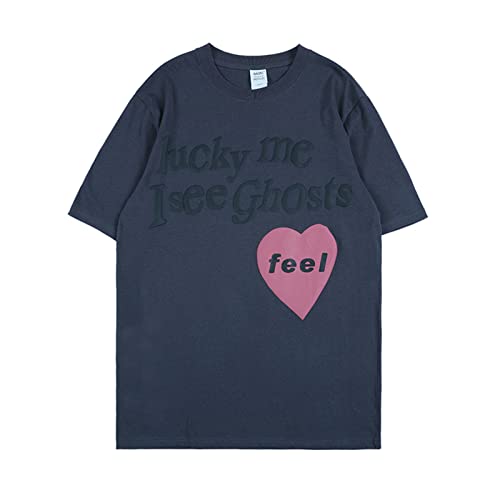 cpfm.xyz Lucky I See Ghosts T-Shirt Men's Hip Hop Street Graphic Oversize Crew Neck Short Sleeve Cotton Black