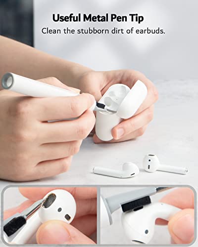 Sampoet 4-in-1 AirPods Cleaner Kit, New Generation Multifunctional Airpods Cleaner with Soft Brush for Earbud, Headphone, Keyboards, Camera, Mobile Phone (White 1 Pack)