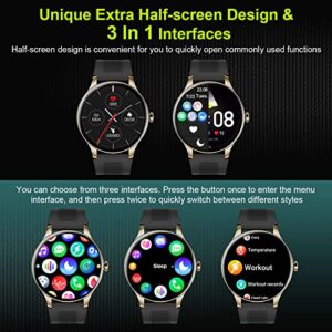 LiveGo Smart Watch for Men Women, 2023 1.3" IP68 Waterproof Smartwatch for Android Phones Compatible iOS iPhone, Activity Fitness Tracker with Heart Rate Blood Pressure Oxygen Sleep Monitor, Gold