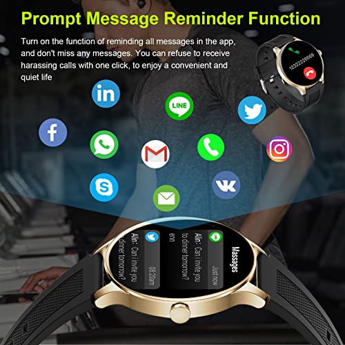 LiveGo Smart Watch for Men Women, 2023 1.3" IP68 Waterproof Smartwatch for Android Phones Compatible iOS iPhone, Activity Fitness Tracker with Heart Rate Blood Pressure Oxygen Sleep Monitor, Gold