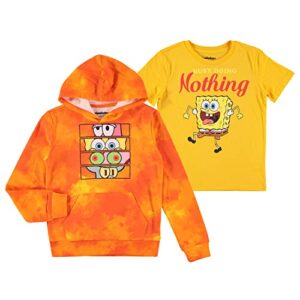 spongebob squarepants boys graphic hoodie and t-shirt 2-piece set (multi, 6-7)