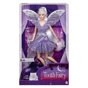 Barbie Signature Tooth Fairy Doll, Collectible Doll with Fairy Wings, Wand & Coin Bag, Gift for 6 Year Olds & Up, HBY16