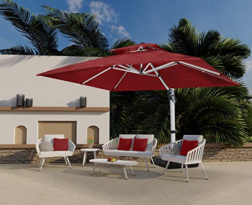 ABCCANOPY 9FT Cantilever Patio Umbrella Double Top Square Umbrella Outdoor Offset Umbrella with 360° Rotation,Burgundy