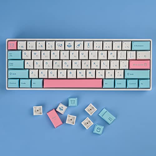 WHYSP PBT XDA Japanese Keycaps 136 Keys Dye-sub Cute Keycaps Set for 61 64 68 87 104 108 Mechanical Gaming Keyboard Keycaps Cherry MX Switches(Milk Cover)