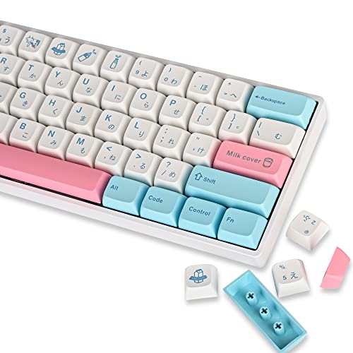 WHYSP PBT XDA Japanese Keycaps 136 Keys Dye-sub Cute Keycaps Set for 61 64 68 87 104 108 Mechanical Gaming Keyboard Keycaps Cherry MX Switches(Milk Cover)